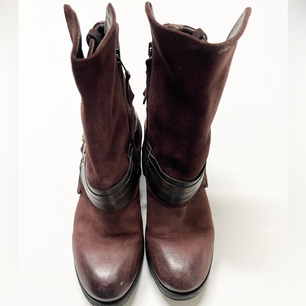 Miz Mooz NY Womens Merlot Leather Buckle Detail Sargent Moto Boot Size 38 - Picture 4 of 12